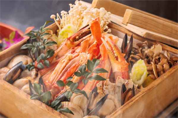 ずわい蟹と帆立の海鮮せいろ蒸し～オリジナル「 塩ぽん酢 」でさっぱりと