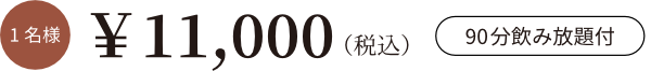 1名様11,000円 90分飲み放題付き